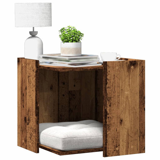 Cat Litter Box Enclosure Old Wood 53x53x51 cm Engineered Wood